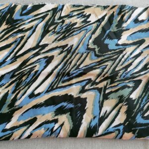 katoen beige blauw zwart motiefje 50cm