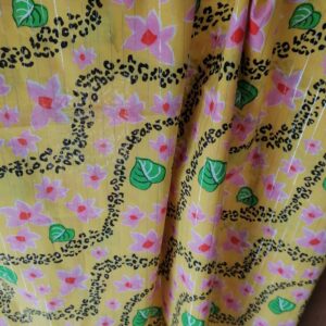 katoenen batist geel roze en zilverdraad 80cm