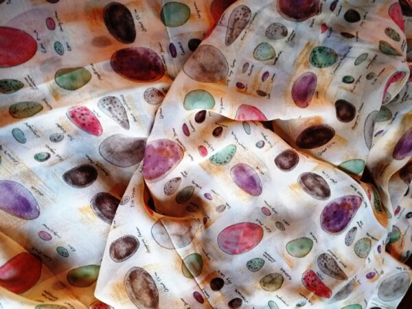 mosterdgele voile met tekening "keien" per 10cm - Afbeelding 2
