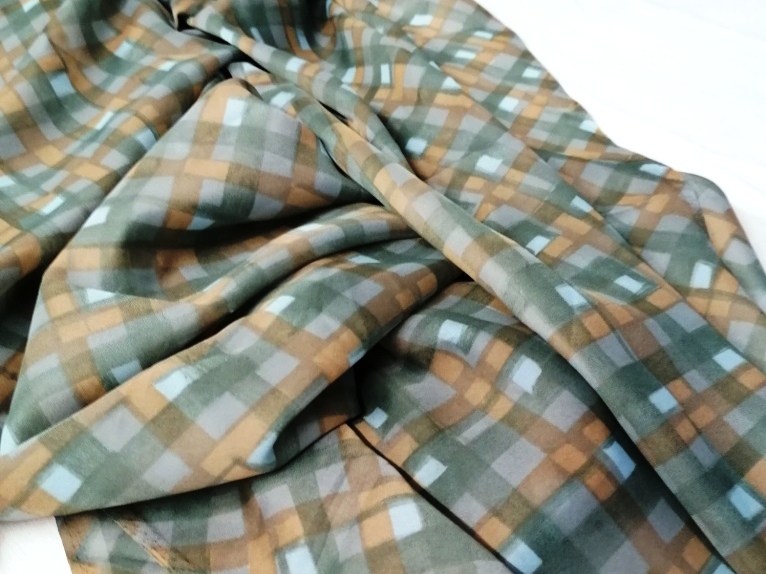 Groen-beige geruite synthetische stof 1,4/0,90 - Afbeelding 4
