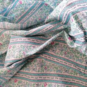 Vintage katoen lichtblauwe bloemen 1,80m