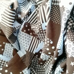 Katoen met patchwork motief blauw zwart 1,70m