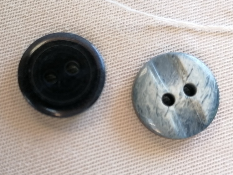 Blauw gemeleerd knoopje 13mm met voor- en achterzijde