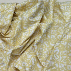 katoen wit met geel tekening 1,45m