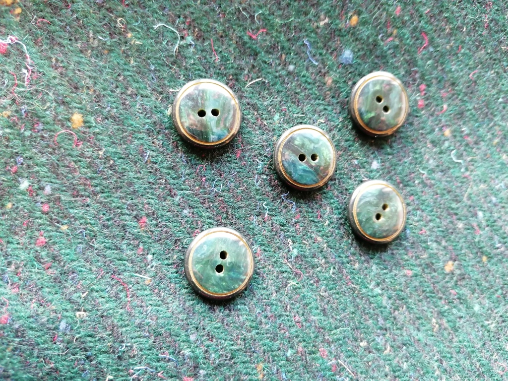 vintage groene wollen stof met spikkeltjes 2,4m - Afbeelding 6