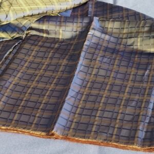 geruite stof in paarsblauw en goudbruin /10cm