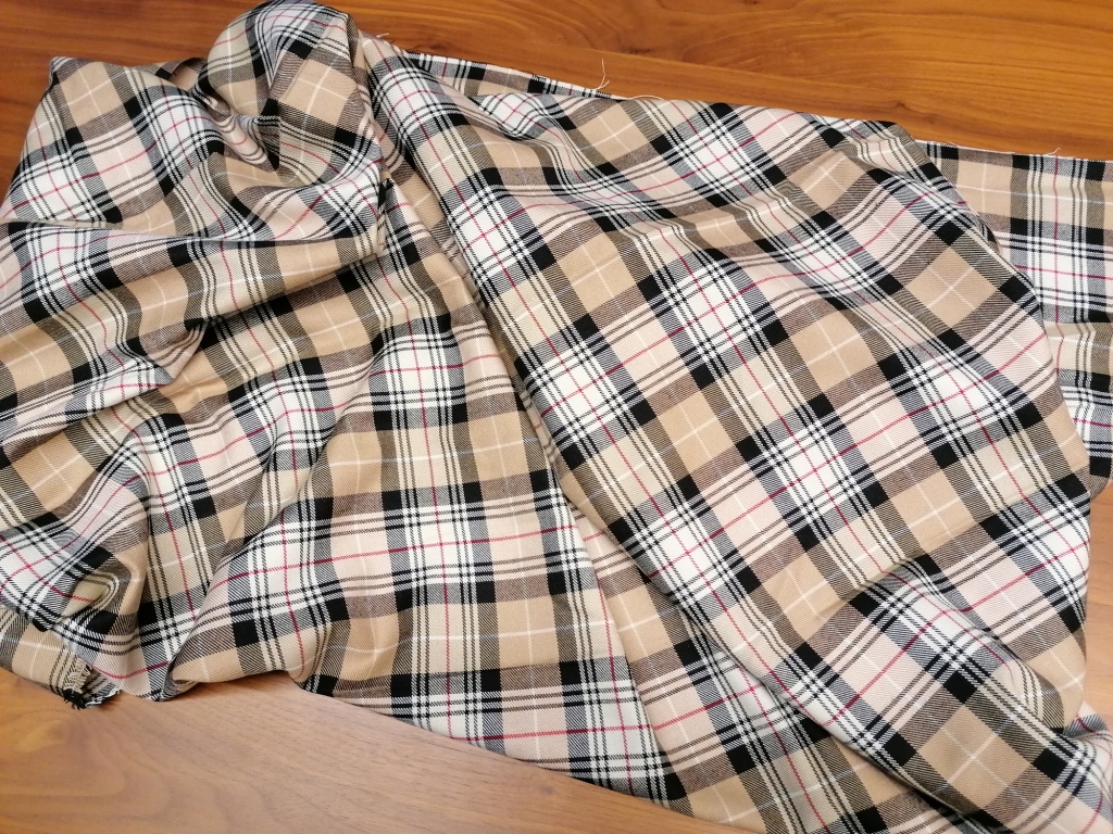 vintage bruin-beige schotse ruit 0,9m