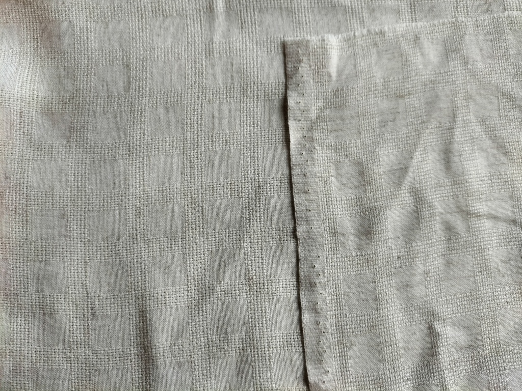 vintage beige katoen met ingeweven ruiten 1,12m - Afbeelding 2