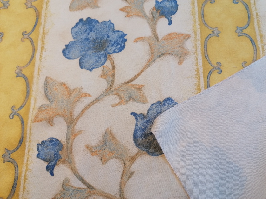 gebloemde gladde stof geel blauw 88cm/70cm - Afbeelding 2