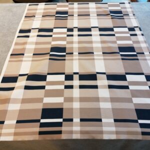 geblokte stof in bruin en blauw 92cm/72cm