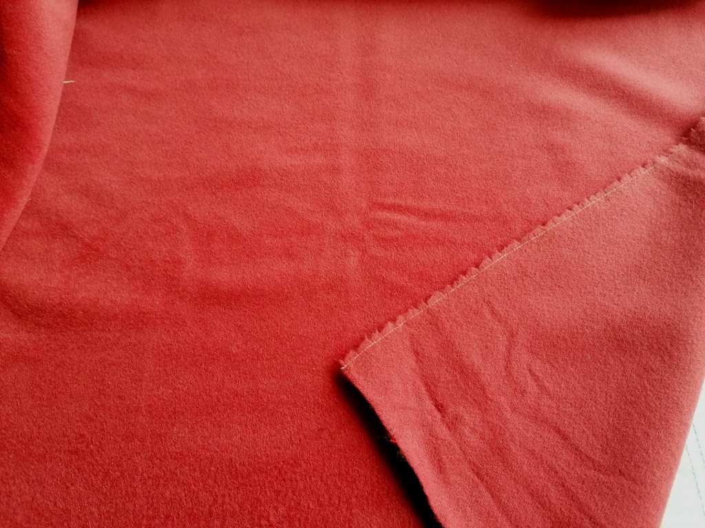 vintage vermiljoenrode wollen stof 1,3m - Afbeelding 3
