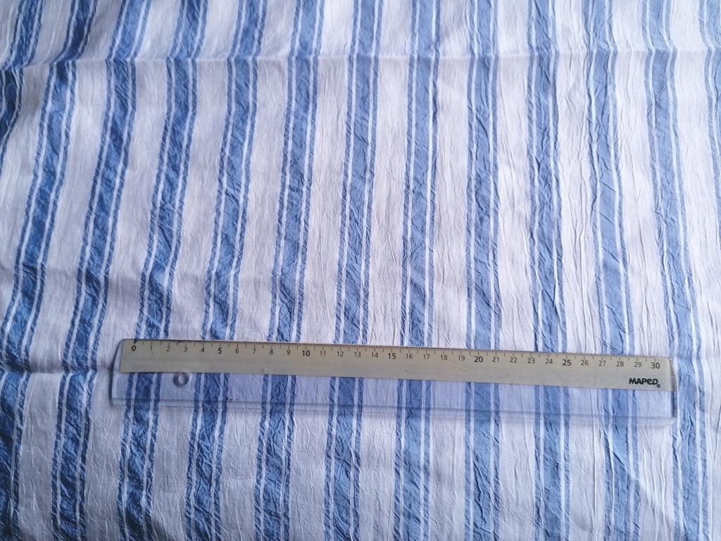 wit blauw gestreepte kreukelstof 1,95m - Afbeelding 2