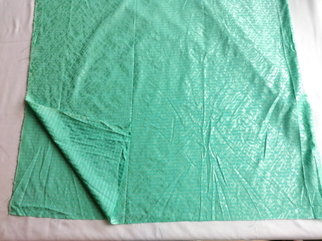 Jaren 90 jacquard satijn lichtgroen mat blinkend 1,5m - Afbeelding 2