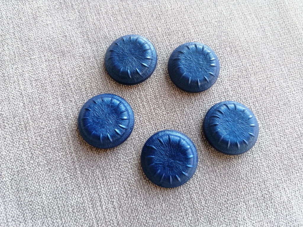 vintage blauwe fantasie knoop 28mm