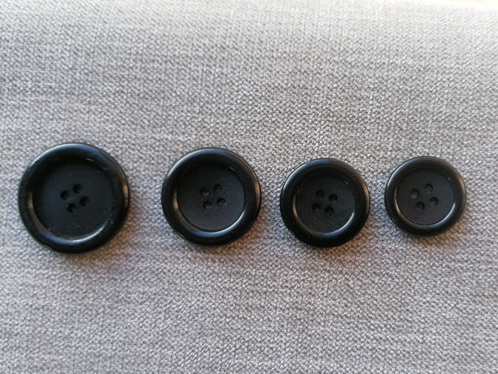 zwarte knoop met rand 28mm,25mm, 23mm,20mm - Afbeelding 2