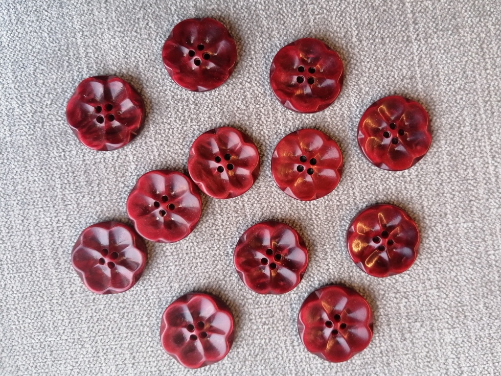 Zeldzame vintage bloemknoop rood 21mm