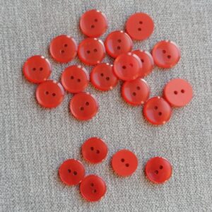 orangerode knoopje in imitatie parelmoer 14mm