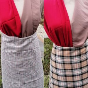 geruite rok met rood en beige