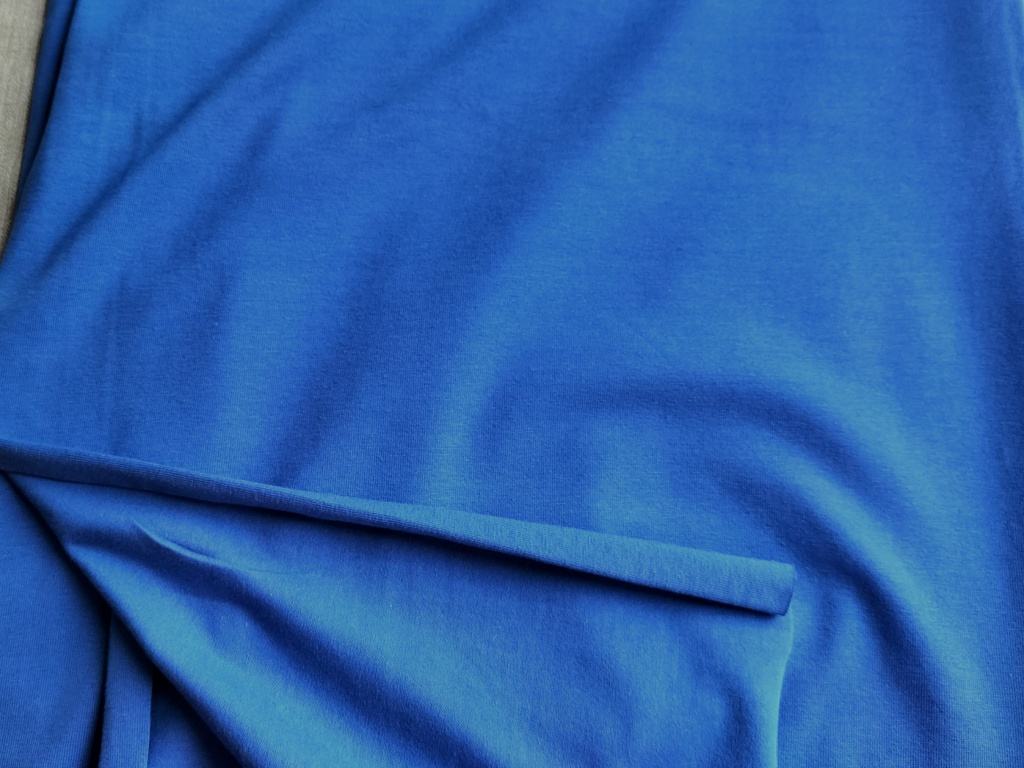 blauwe katoenen jersey met elastaan /10cm