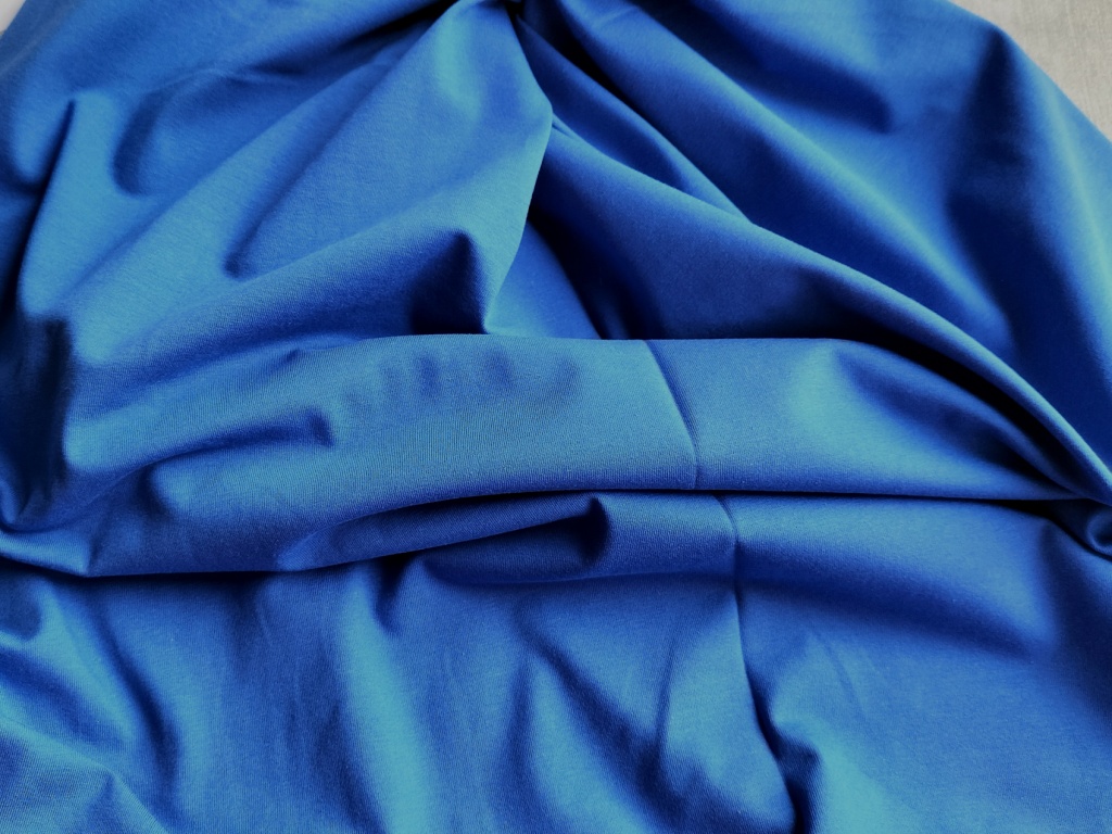 blauwe katoenen jersey met elastaan /10cm - Afbeelding 2