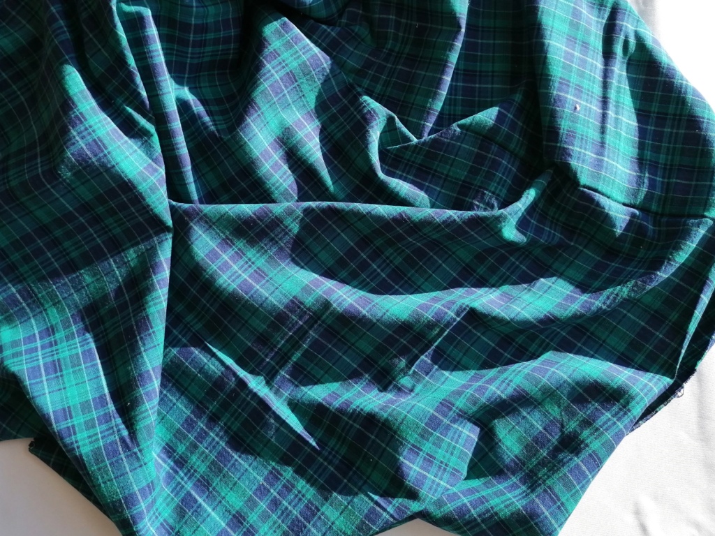 blauw groen geruite katoen gedrapeerd
