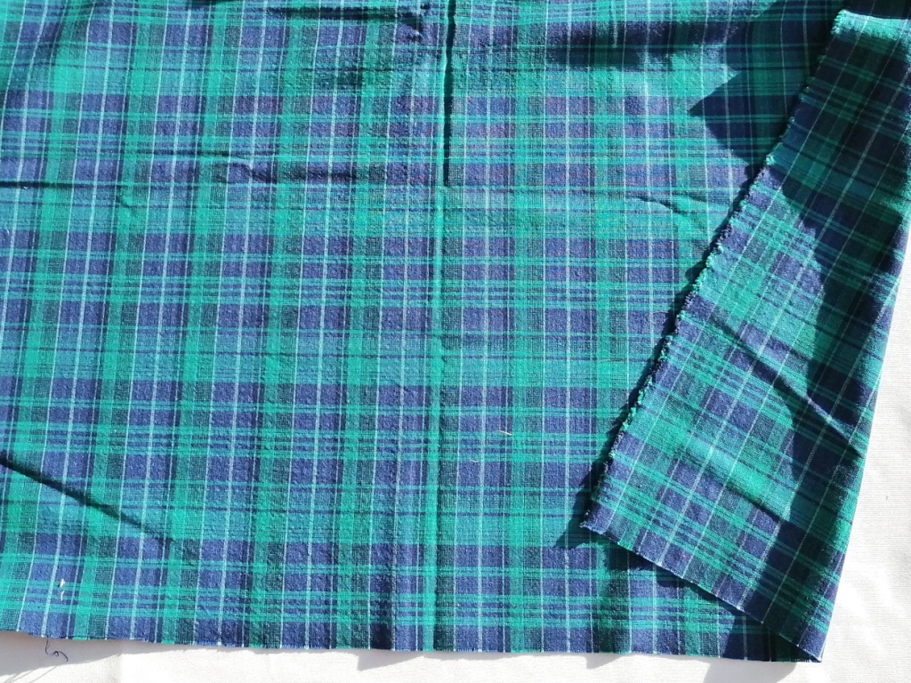blauw groen geruite katoen voor- en achterzijde
