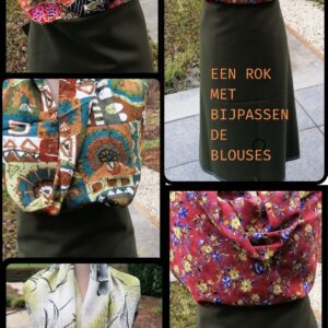 groene rok met 4 blouses