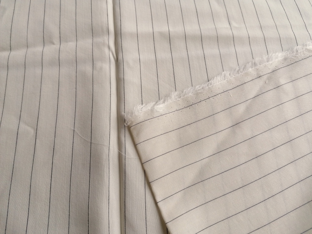 beige polyester met blauw-zwart streepje 1,6m - Afbeelding 3