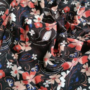 zwart met roze en witte bloemen 1,7m