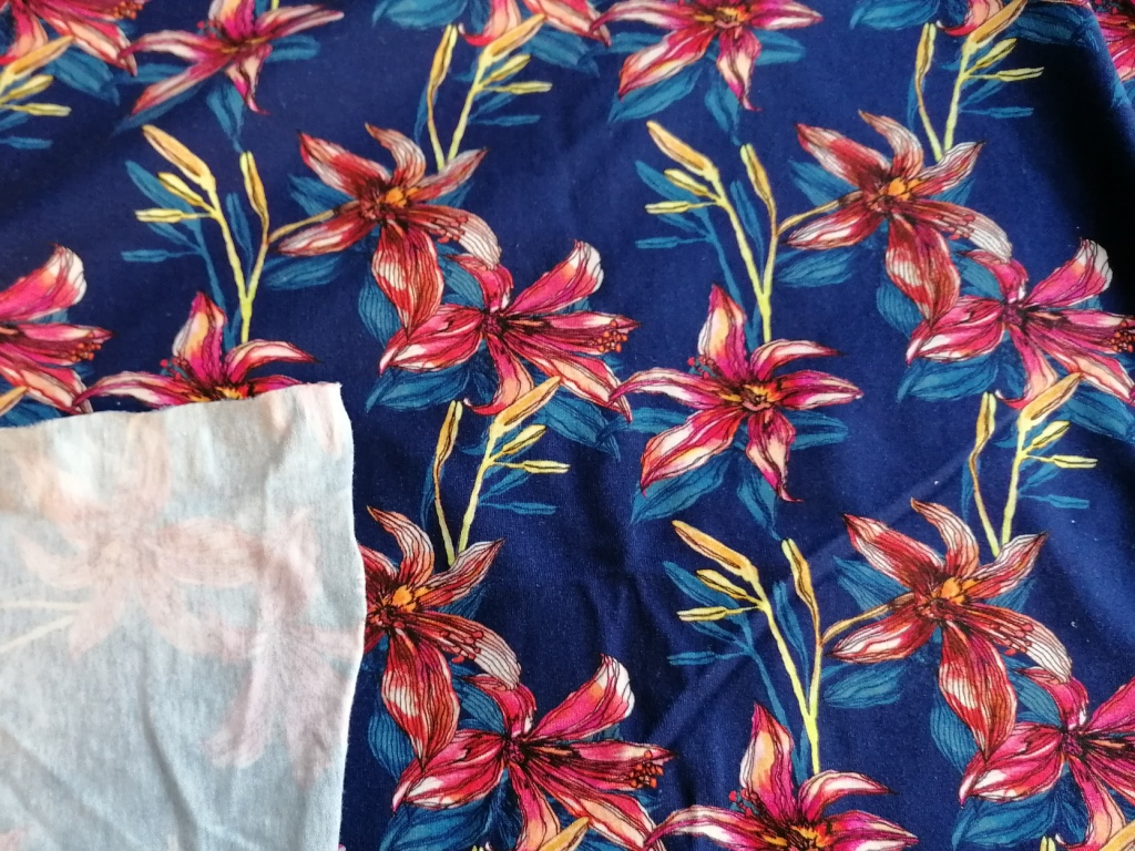 katoen, blauw met bloemen 1m - Afbeelding 3