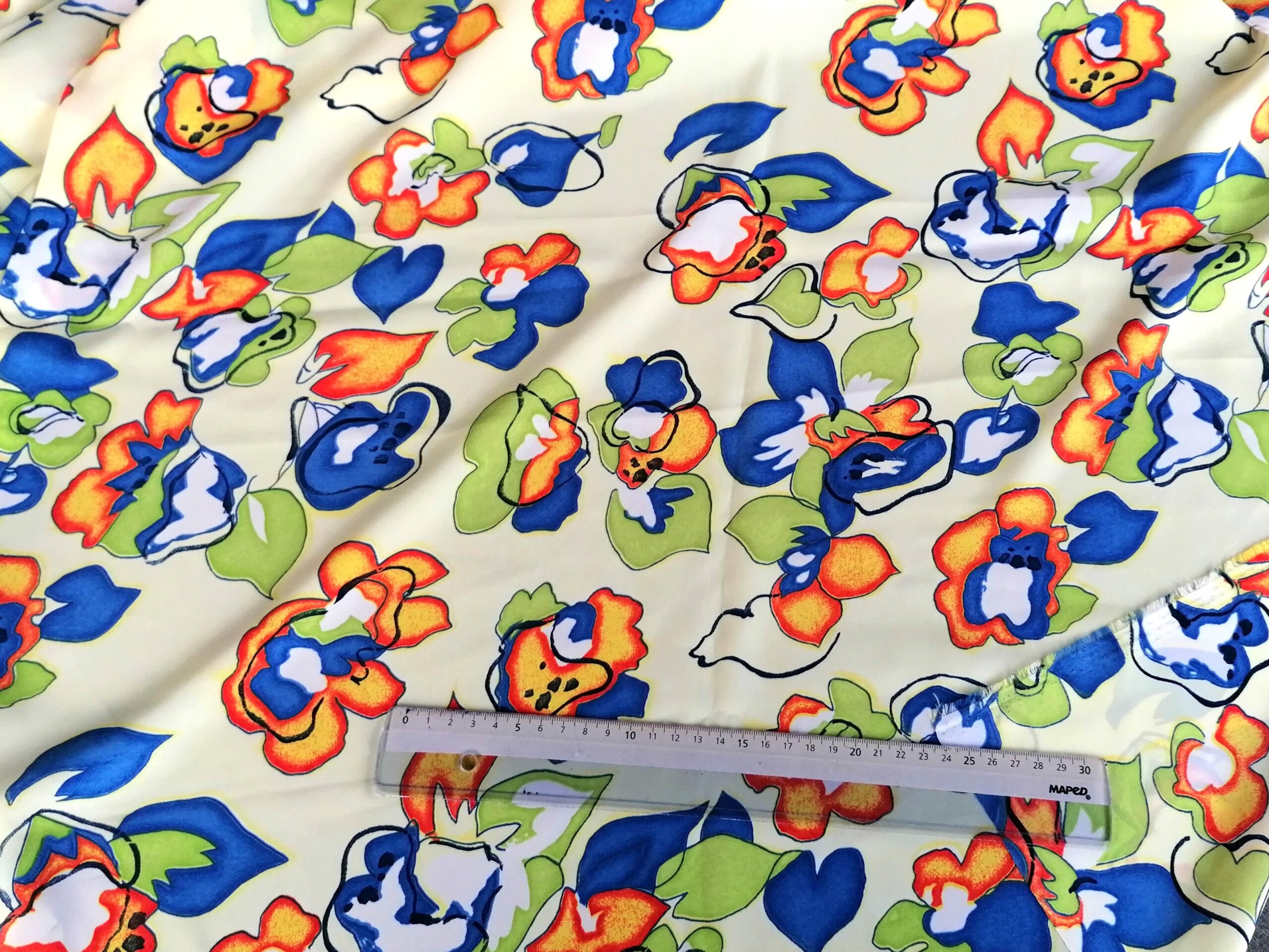 viscose zacht geel bloemen /10cm - Afbeelding 2