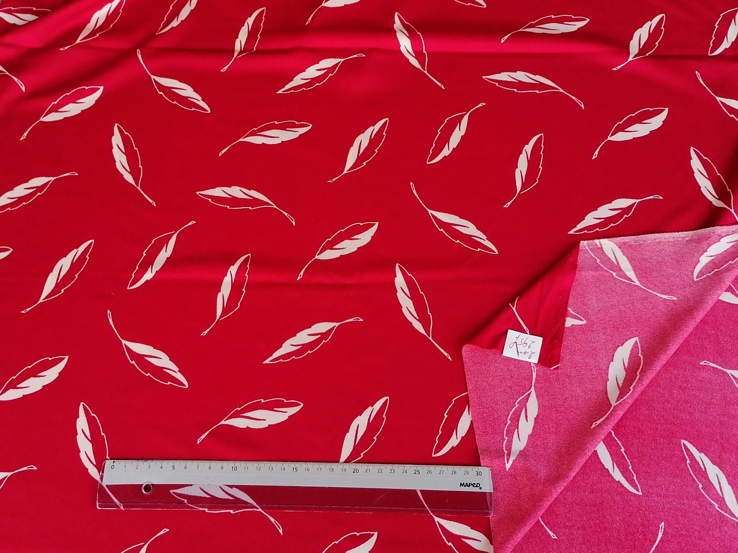 vintage jersey rood met witte blaadjes 2m - Afbeelding 2