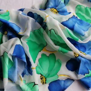 gebloemde voile wit blauw groen 2,4m/0,8m