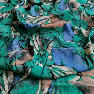 Kreukelstof bladeren blauw groen gedrapeerd