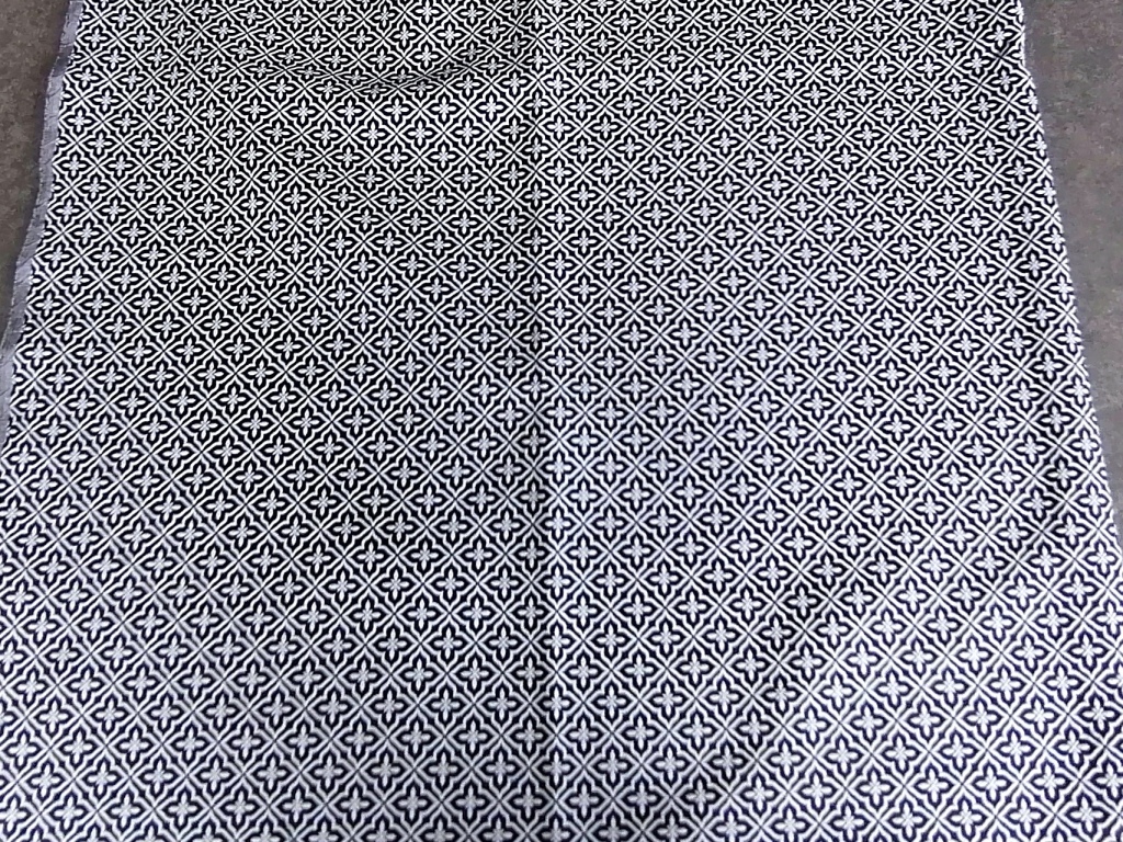 jacquard ingeweven vierkantjes wit-blauw 1,15m - Afbeelding 2