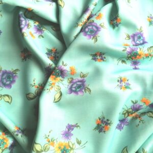 turquoise blauw met bloemen 2,55m