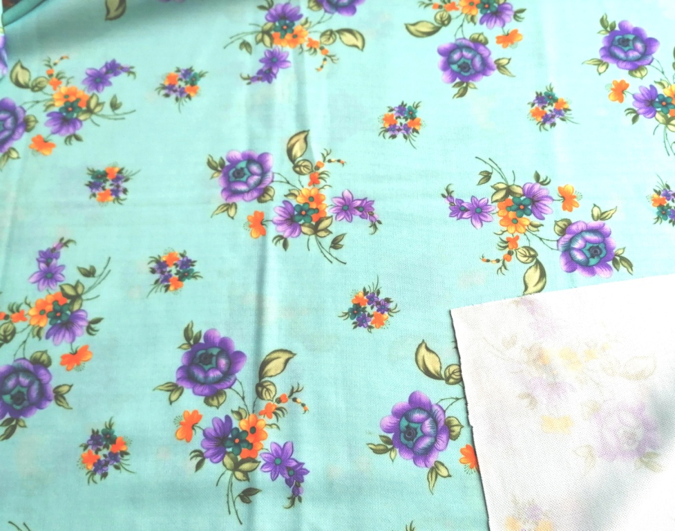 turquoise blauw met bloemen 2,55m - Afbeelding 2