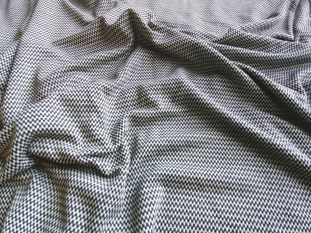 Dubbele jacquard jersey wit-blauw geblokt /10cm 3m - Afbeelding 3