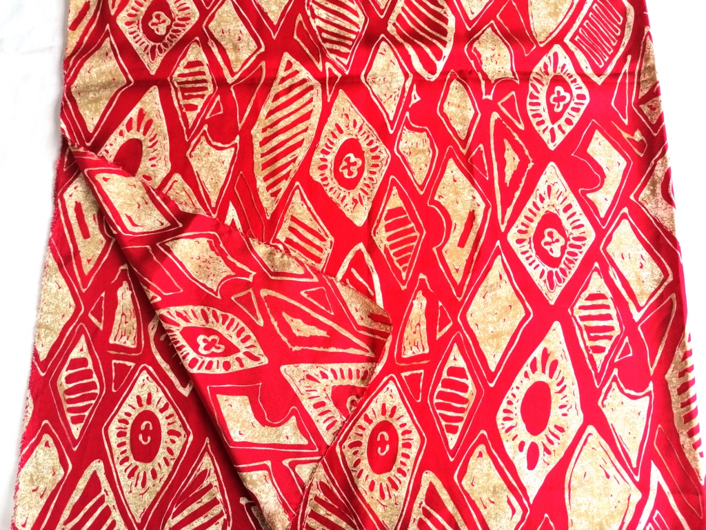 rood beige crepe georgette 1,5m 1m breed - Afbeelding 2