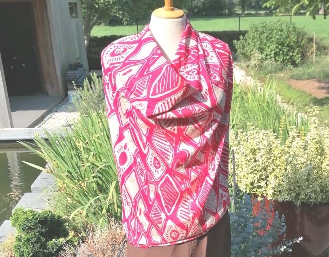 rood beige crepe georgette 1,5m 1m breed - Afbeelding 3