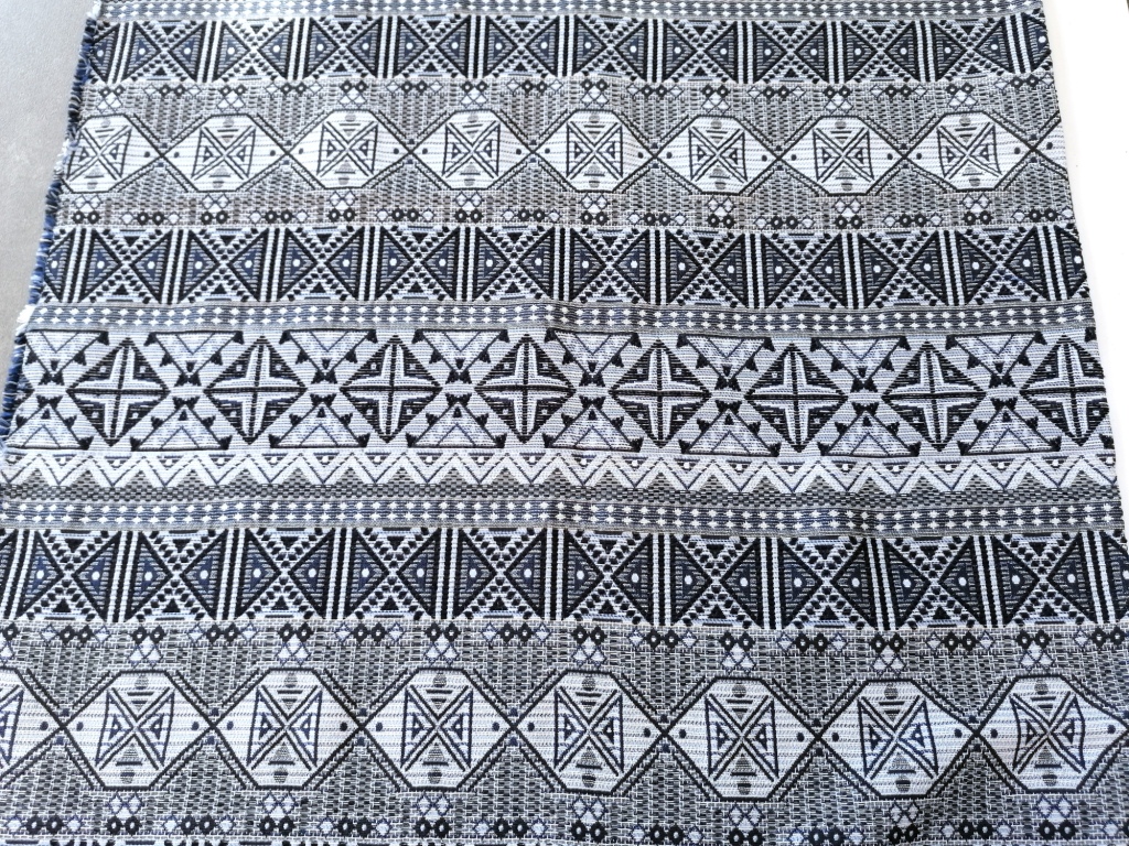 wit-blauw jacquard geometrische figuren 1,9m - Afbeelding 3