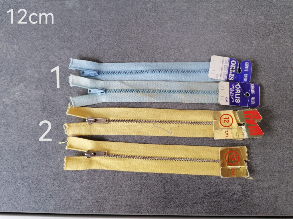 fijne metalen ritsen 12cm geel en blauw