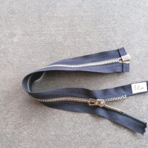 deelbare metalen bloktand rits  6mm, blauw 30cm