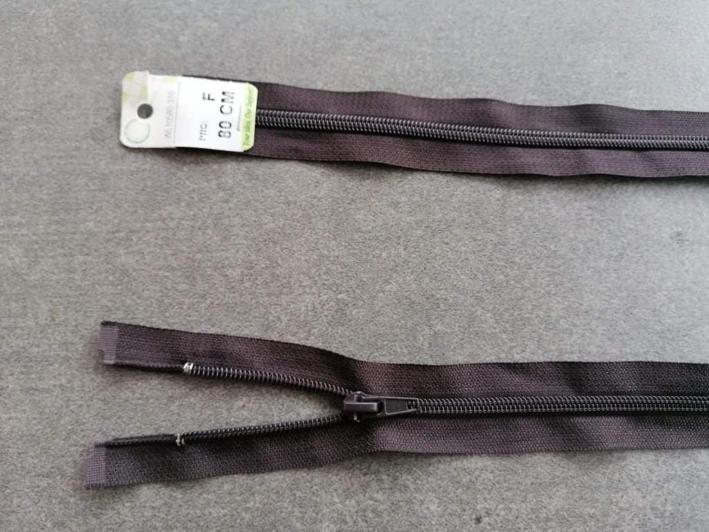 lange deelbare spiraal rits 5mm, bruin 80cl