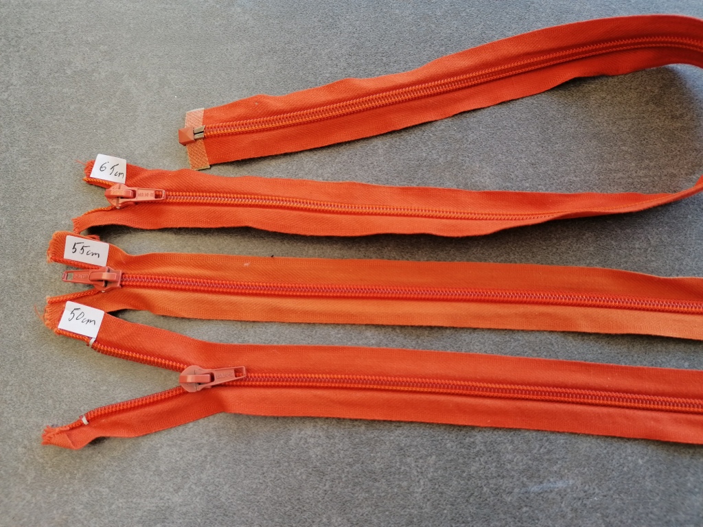 oranje deelbare spiraalrits 50cm, 55cm of 65cm