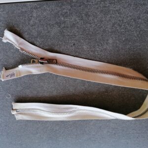 deelbare metalen bloktand rits 5mm,gebroken wit 48cm