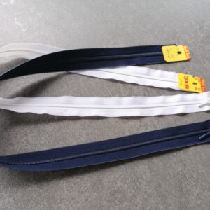 spiraal  rits  3mm, wit of blauw 55cm