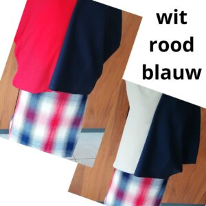 blauwe wollenstof bijpassende stof voor rok en blouse