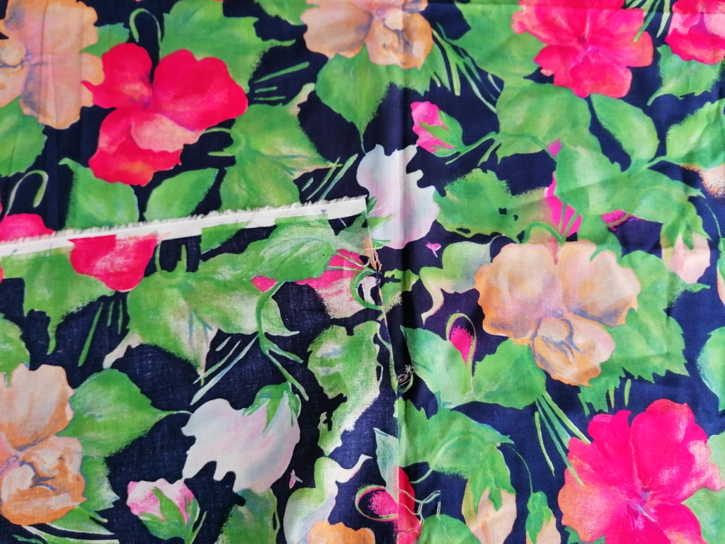 blauw met bloemen in rood, zalm en groen 2m - Afbeelding 3