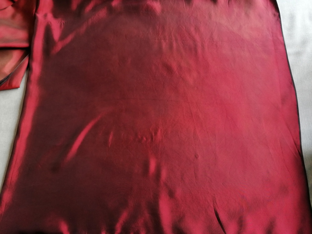 rood zwarte zijden stof /10cm 4,5m - Afbeelding 3